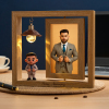 Custom 3D Figure from Your Photo Personalized Couple Rotating Wooden Picture Frame Lighted Display Romantic Anniversary Gift for Couples Valentine Gift