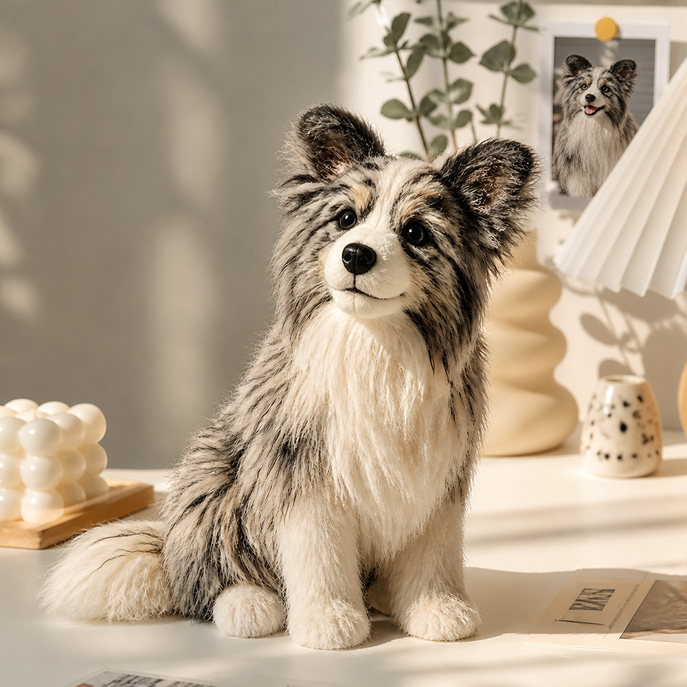 Custom Photo Long-Pile Plush Pet Charm Personalized Handmade Plush Pet Accessory Unique Gift for Pet Lover