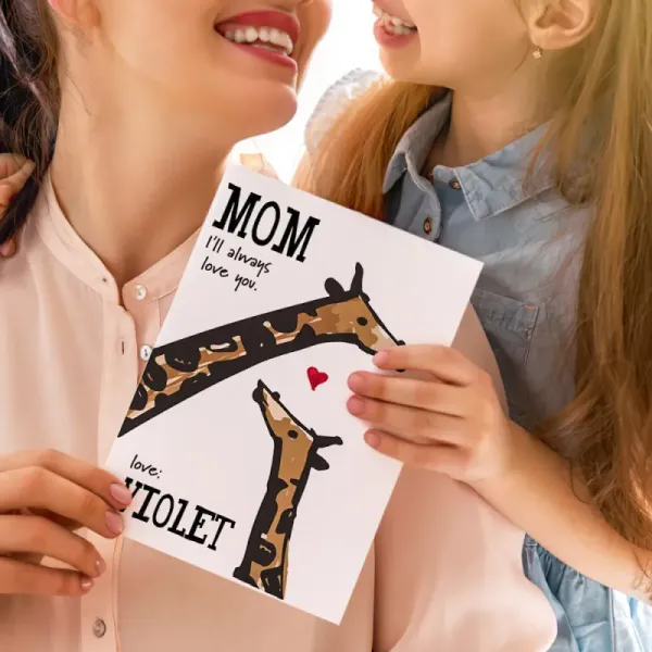 Custom Text Greeting Card For Mother's Day Giraffe Style