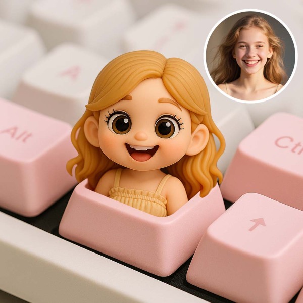 Custom 3D Cartoon Keycap Personalized Mini Bust Figurine from Photo Make Unique Keyboard Accessory for Office & Gaming & Esports Lovers