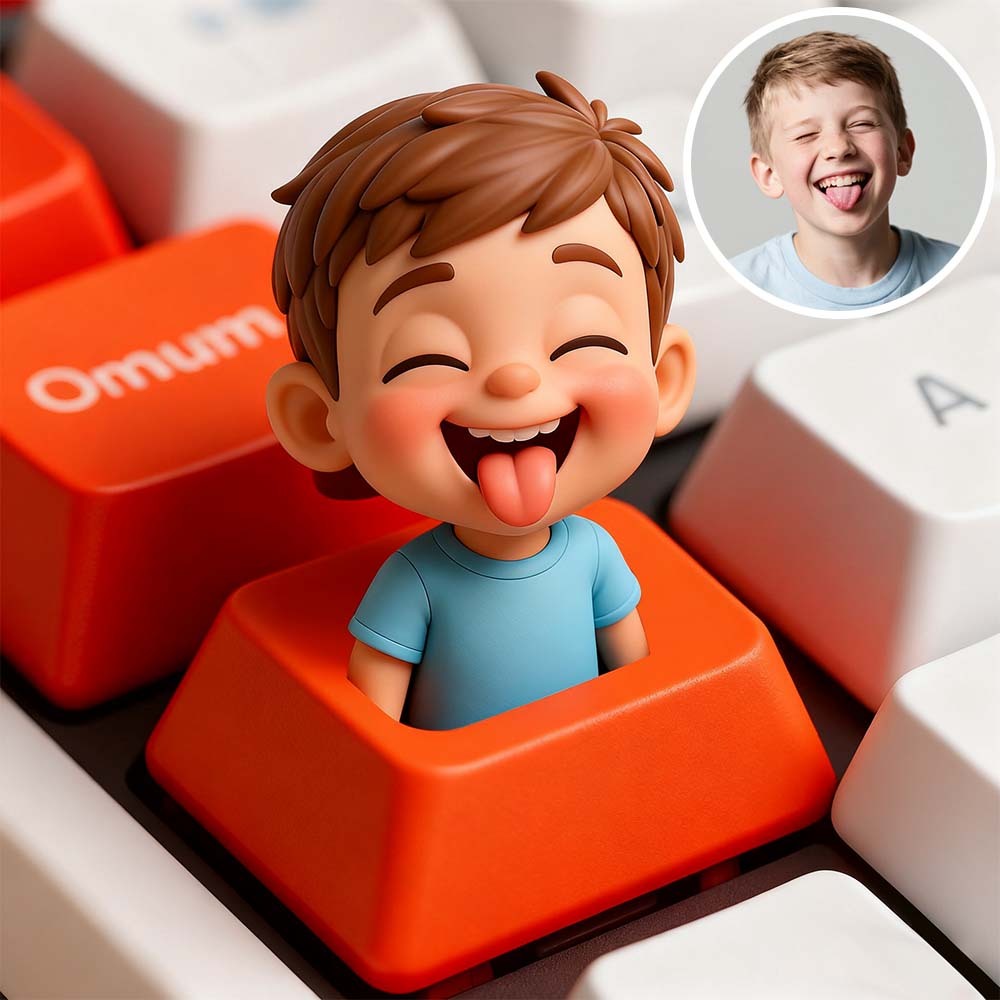 Custom 3D Cartoon Keycap Personalized Mini Bust Figurine from Photo Make Unique Keyboard Accessory for Office & Gaming & Esports Lovers