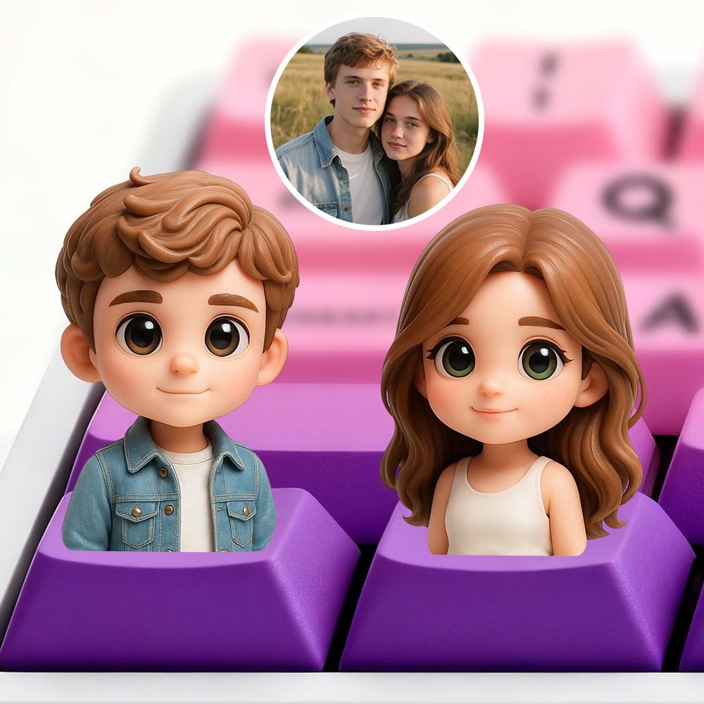 Custom 3D Cartoon Keycap Personalized Mini Bust Figurine from Photo Make Unique Keyboard Accessory for Office & Gaming & Esports Lovers
