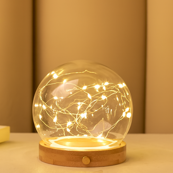 Upgraded Side Touch Control Glass Dome with Warm Light  & Rechargeable Battery FREE Charging Cable Included