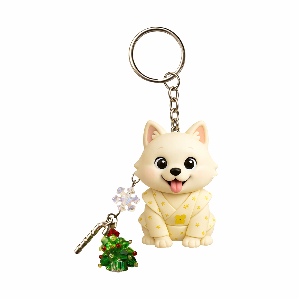Personalized 3D Keychain from Photo with Crystal Christmas Tree Pendant Custom Cartoon Mini Figure Doll Unique Keyring & Creative Gift with Tree ​​Accessory