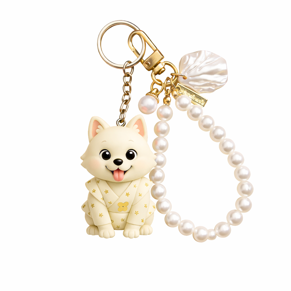 Personalized 3D Keychain from Photo Custom Cartoon Mini Figure Doll Unique Keyring & Creative Gift with Pearl Style ​​Accessory