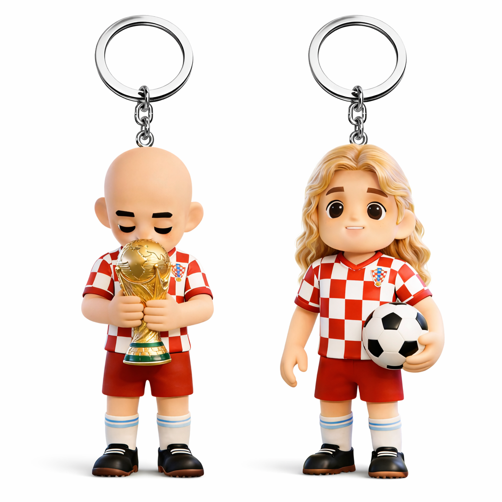 Custom 3D Mini Figure Keychain World Cup Fan Popular Customized Keyring Gift for Football Lovers FC Barcelona Team