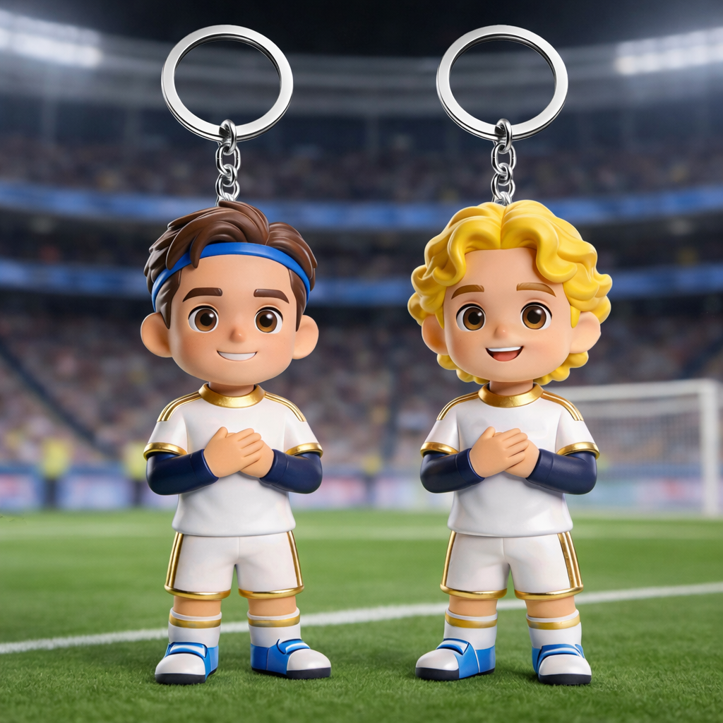 Custom 3D Mini Figure Keychain World Cup Fan Popular Customized Keyring Gift for Football Lovers FC Barcelona Team