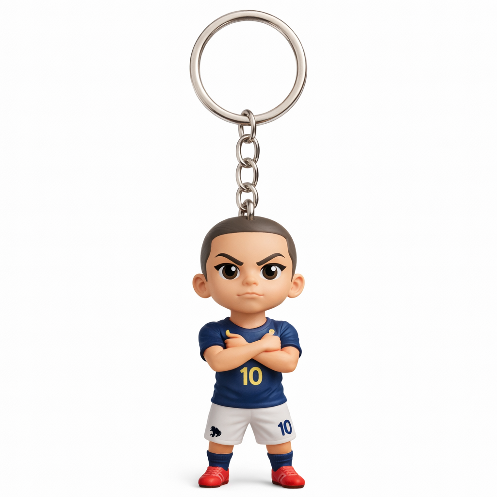 Custom 3D Soccer Fan 3D Keychain Figure from Photo Personalized Mini Figurine Sports Keepsake & Gift Idea