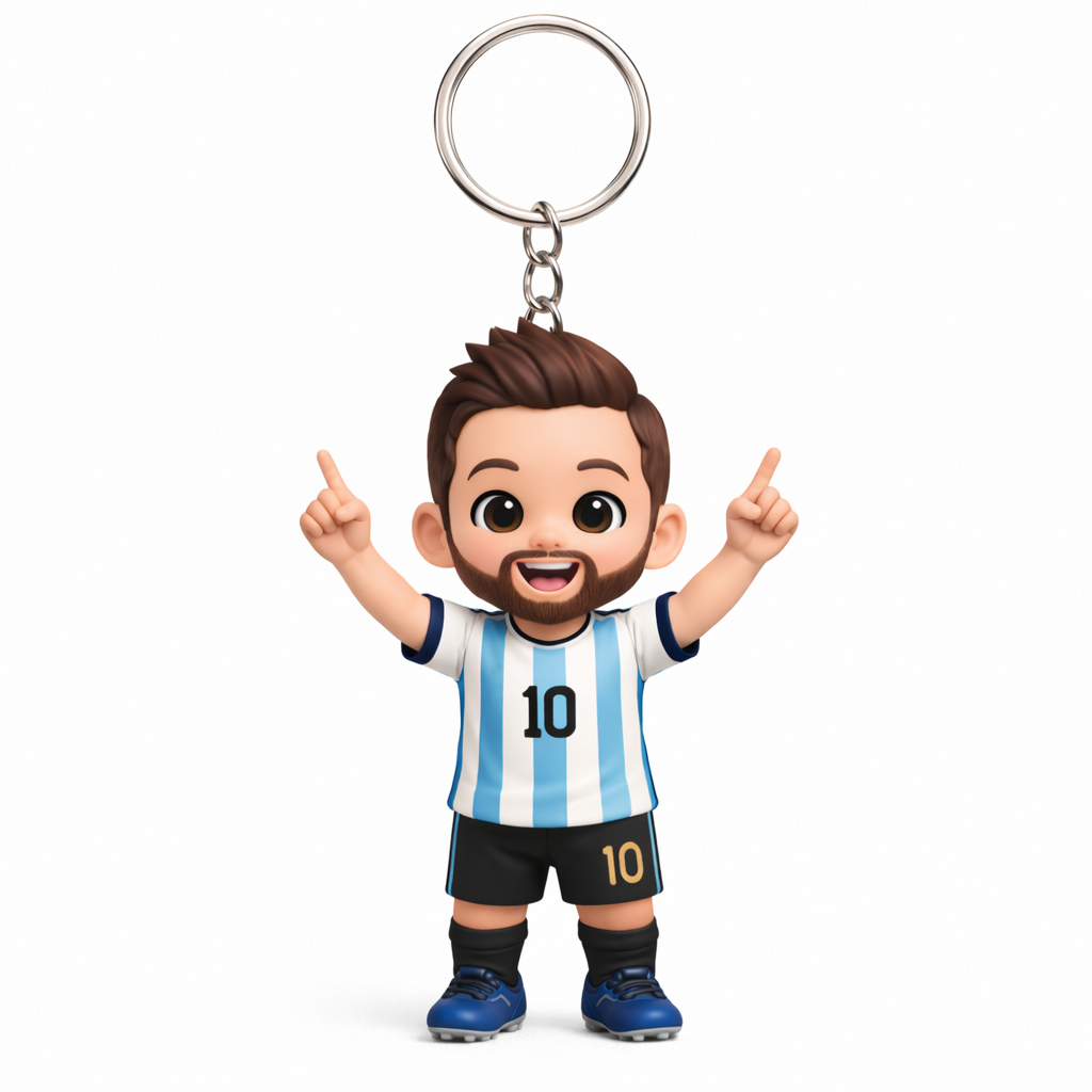 Custom 3D Soccer Fan 3D Keychain Figure from Photo Personalized Mini Figurine Sports Keepsake & Gift Idea