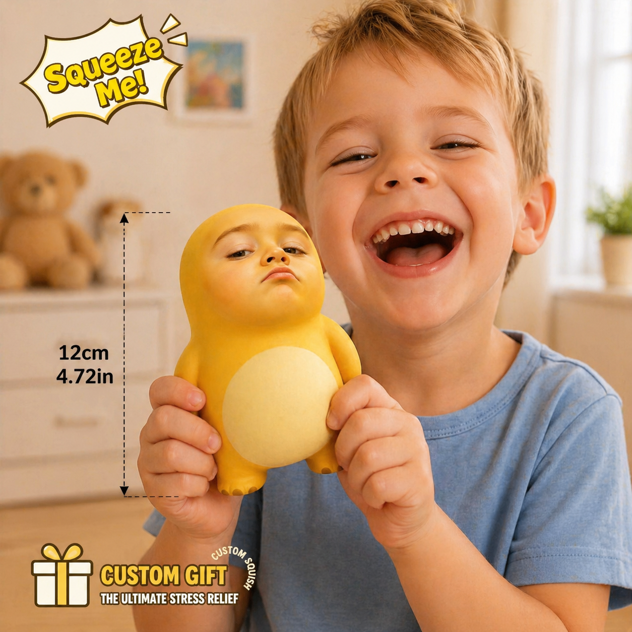 Custom Face Slow-Rise Squishy Stress Relief Doll Personalized Stress Relief Squeeze Toy Funny Anxiety Relief Gift