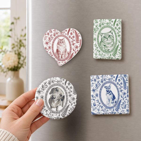 Custom Photo Watercolor Dog Cat Pet Portrait Toile Remembrance - Personalized Magnet