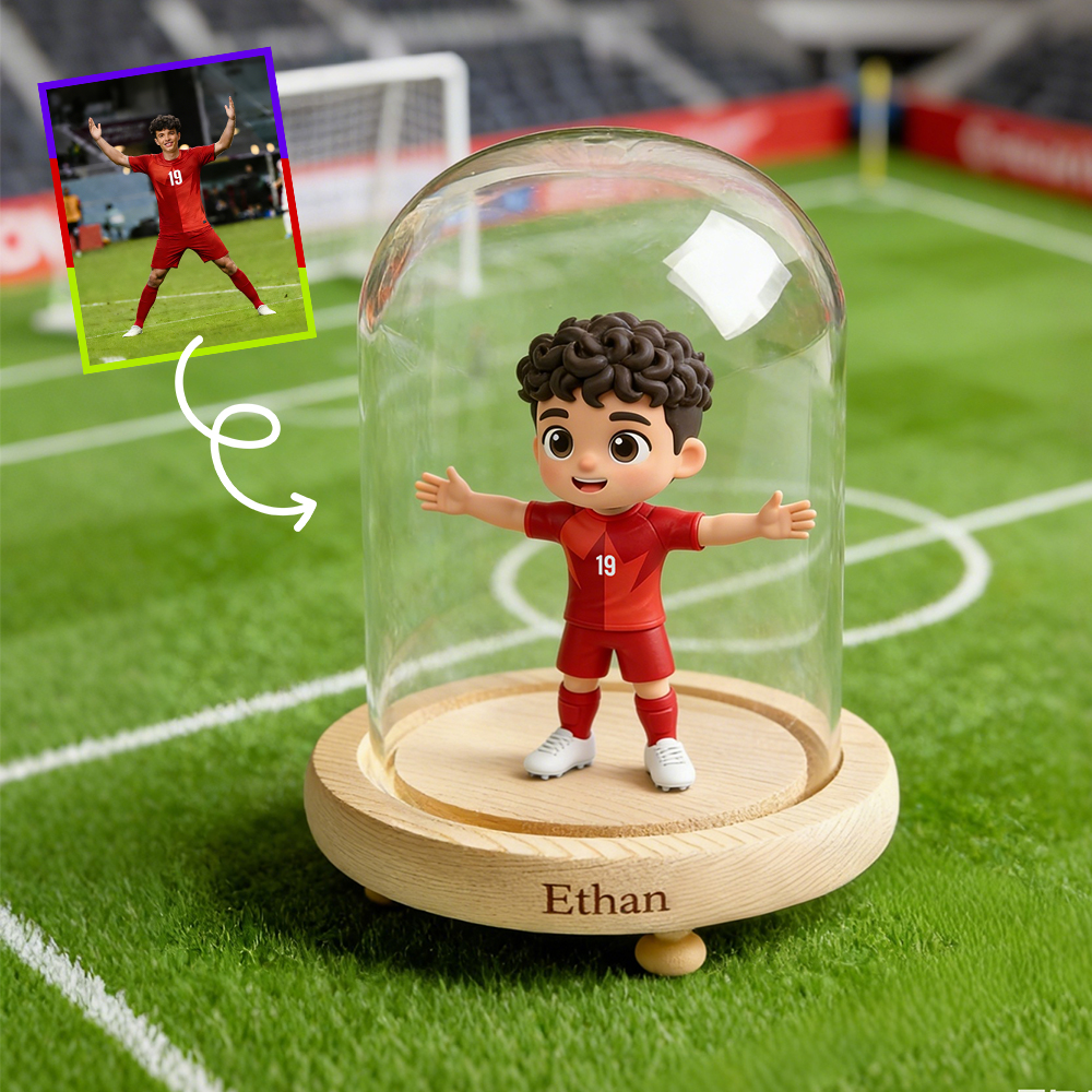 Personalized Football Fan 3D Figure Lamp from Photo Custom Soccer Lover Night Light