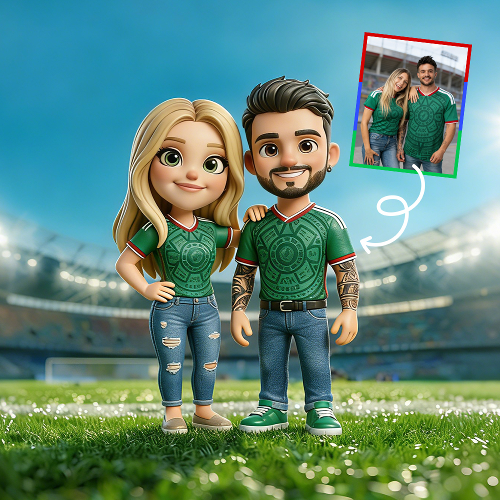 Custom Soccer Couple Figurine Personalized Football Gift for Boyfriend