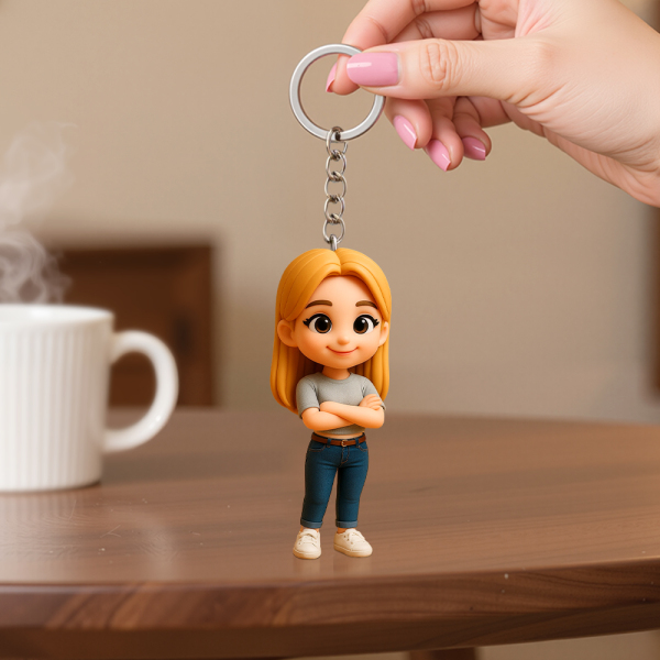 Custom Made Couple Portrait 3D Keychain Romantic Double Figurine Souvenir