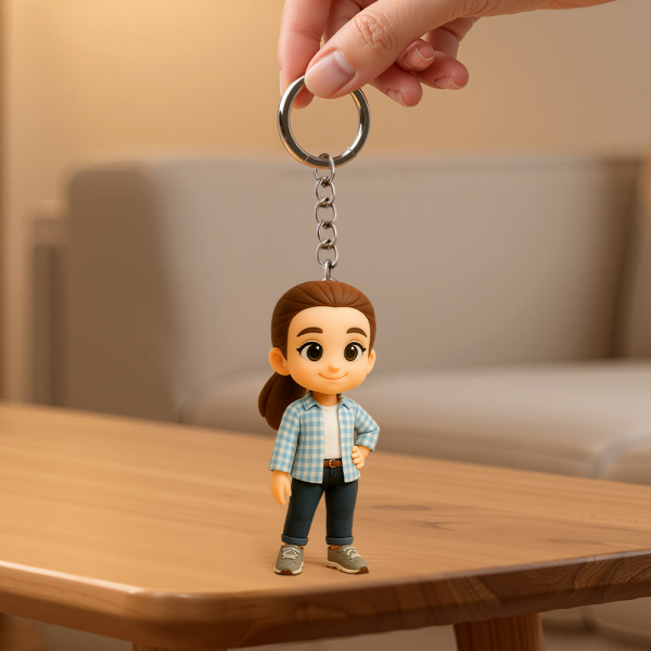 Custom Made Couple Portrait 3D Keychain Romantic Double Figurine Souvenir