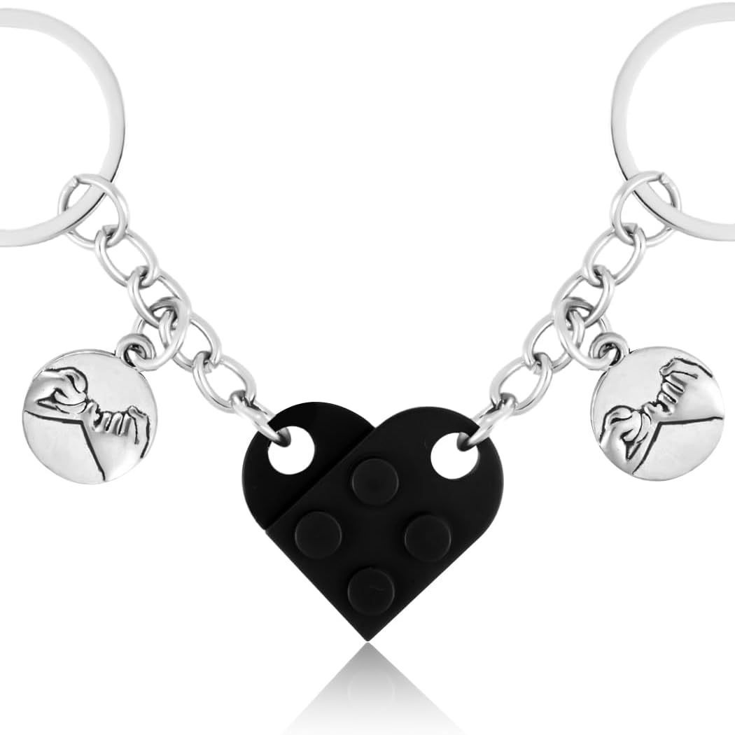 Couple Pinky Promise Heart Building Block Keychain