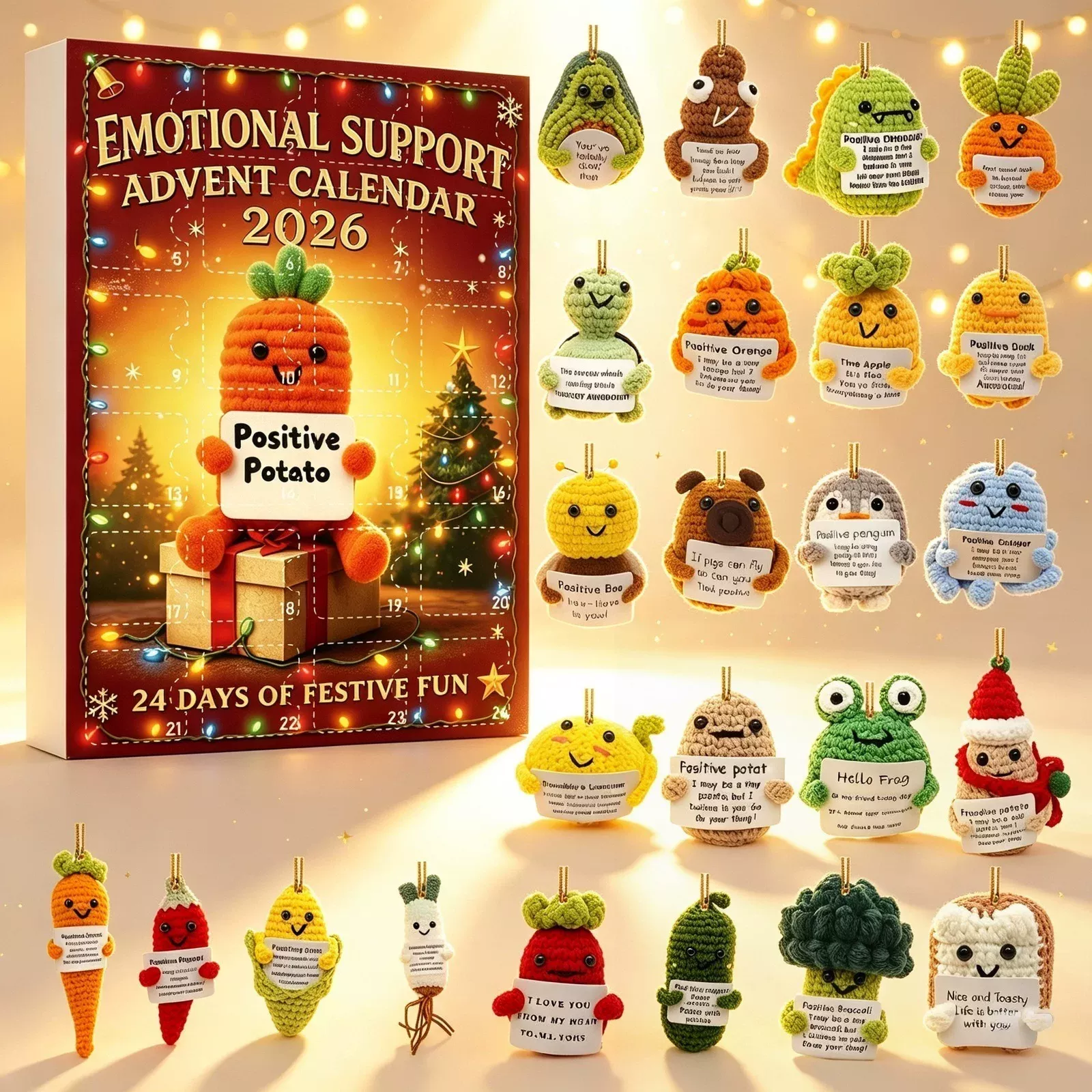 Emotional Support Advent Calendar 2026 Christmas Greetings Blind Box 24 Days Holiday Countdown Calendar Gift