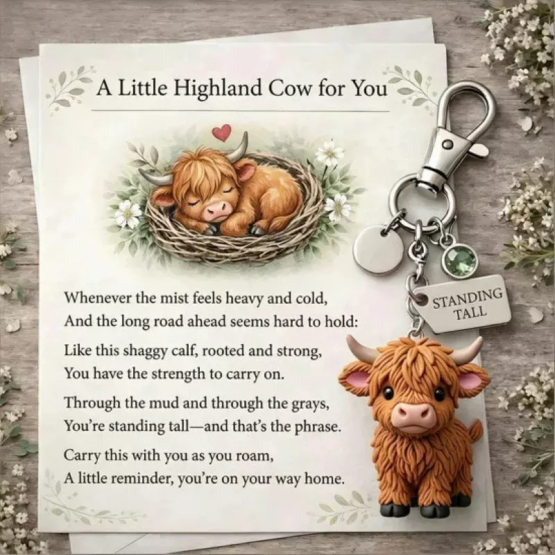 A Little Highland Cow For You Keychain Birth Month Keychain