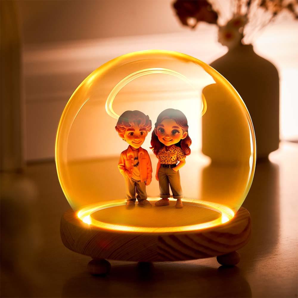 Custom 3D Action Figure Night Lamp Engraved Base from Your Photo Glass Display Dome Personalized  Unique Gift for Boyfriend, Girlfriend or Anniversary