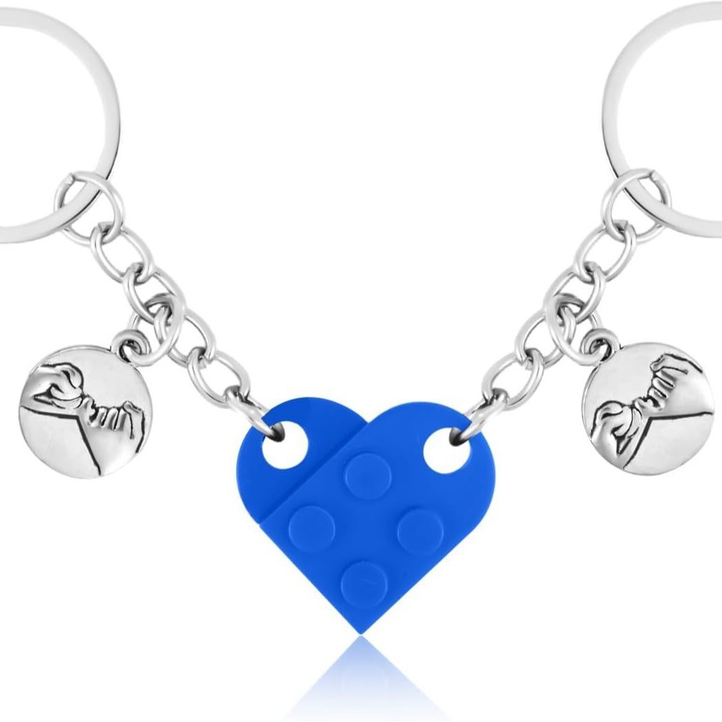 Couple Pinky Promise Heart Building Block Keychain