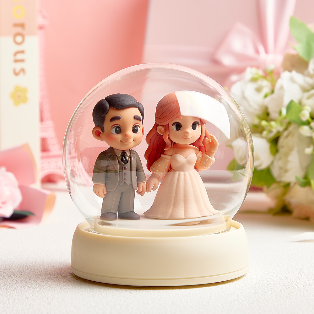 Custom 3D Action Figure Night Lamp from Your Photo Glass Display Dome Auto Sensor Home Decor for Boyfriend, Girlfriend or Anniversary