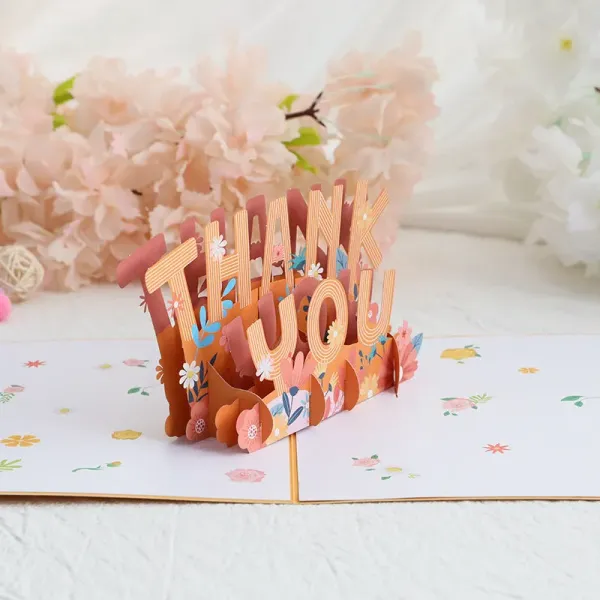 Mother's Day Greeting Card 3D Paper Carving Flowers Thank You Card for Her