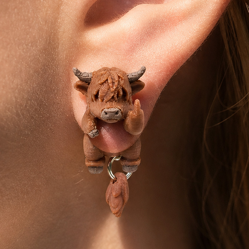 Black Cat Middle Finger Earring - 