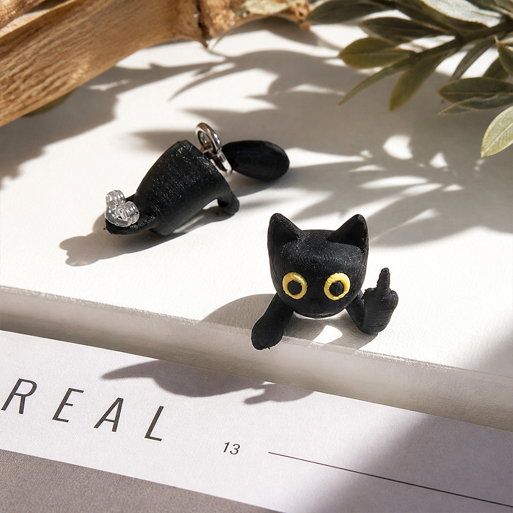Black Cat Middle Finger Earring