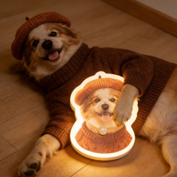 Personalized Cat & Dog Motion Sensor Wall Lamp Custom Pet Photo Night Light for Pet Lover - 