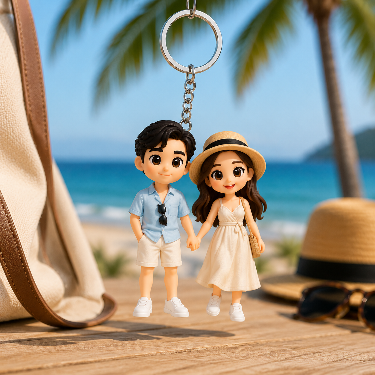 Custom 3D Keychain Figure from Your Photo Personalized Travel Memory Gift for Couples, Family & Loved Ones, Vacation Keepsake