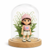 Custom 3D Figure Night Light with Lily of the Valley Glass Dome Personalized Photo Gift for Mom Wife Anniversary Bedroom Lamp
