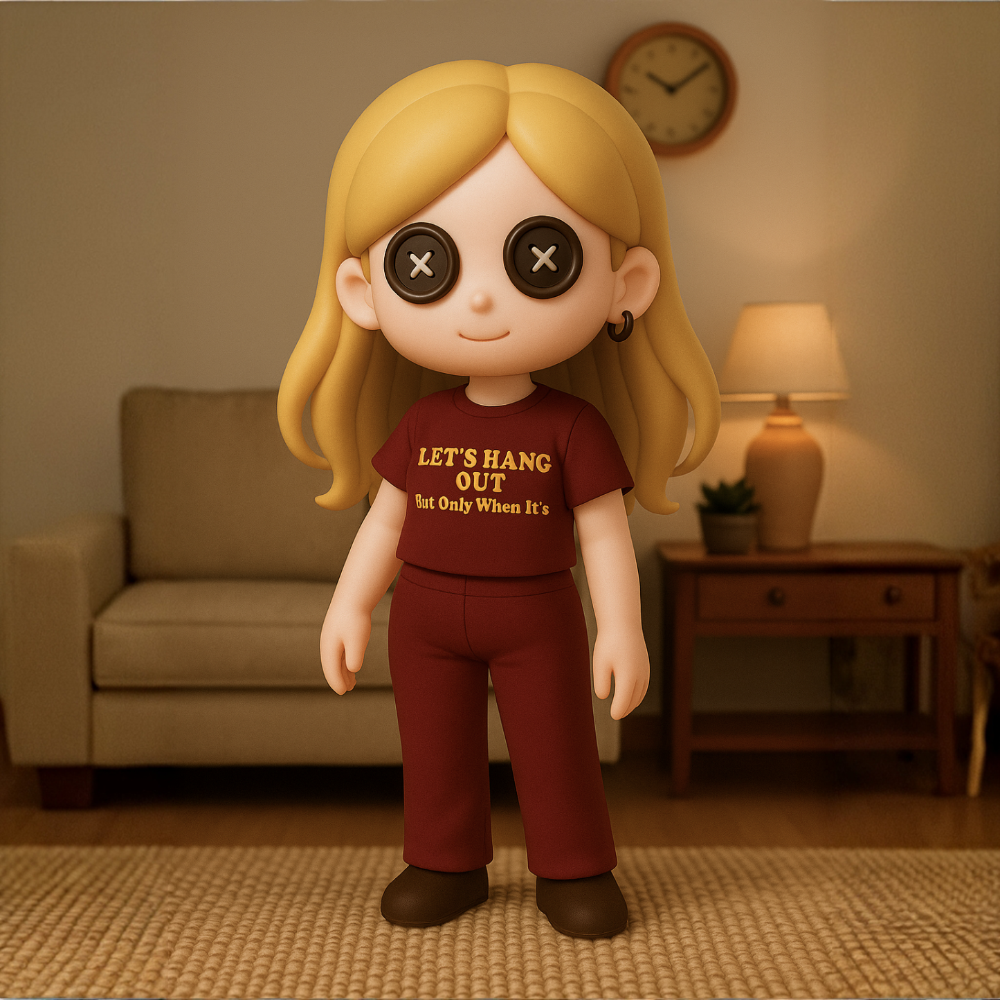 Custom 3D Figurine with Unique Button-Eye Style Personalized Character Model from Photo Creative Art Figurine Gift