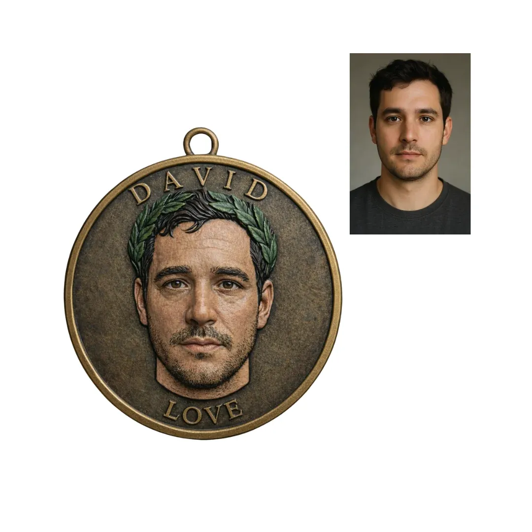 Custom 3D Portrait Coin from Photo Personalized Engraved Keepsake Gift