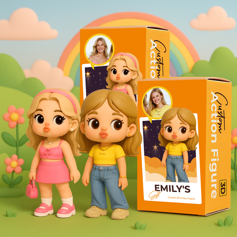 Custom Cute Pouting Style Toy Figure 3D Mini Figures Personalized Photo Blind Box Unique Gift for Mum, Wife, Girlfriend, Daughter and Friends