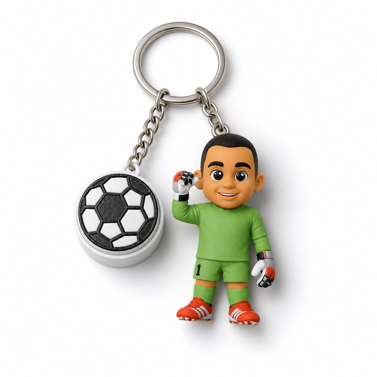 Personalized 3D Keychain Figure from Photo Custom 3D Keychain with Football Fidget Accessory Perfect Unique Gift for Sports Lovers