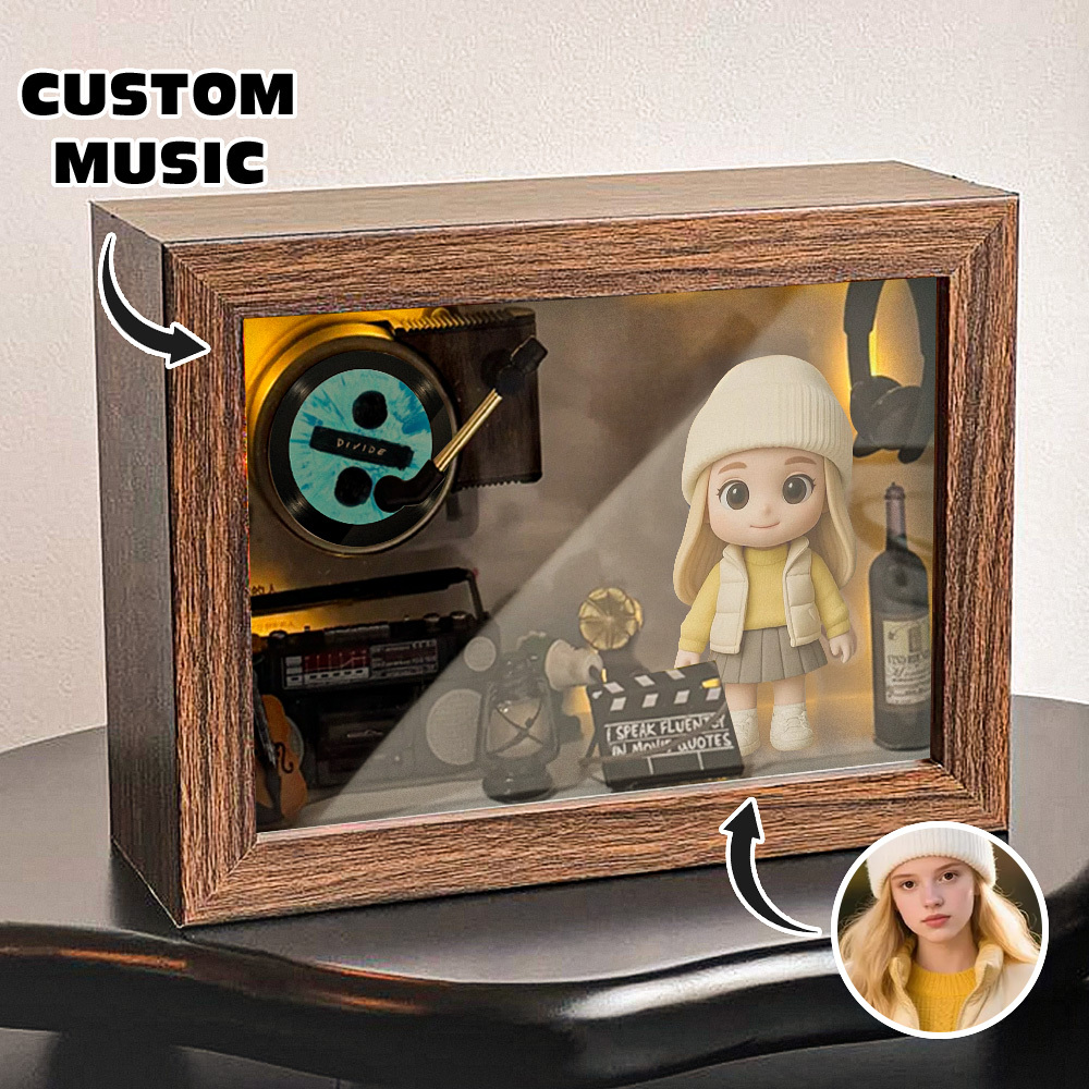 Custom Photo 3D Action Figure Music Box Personalized Music Player Gift for Her