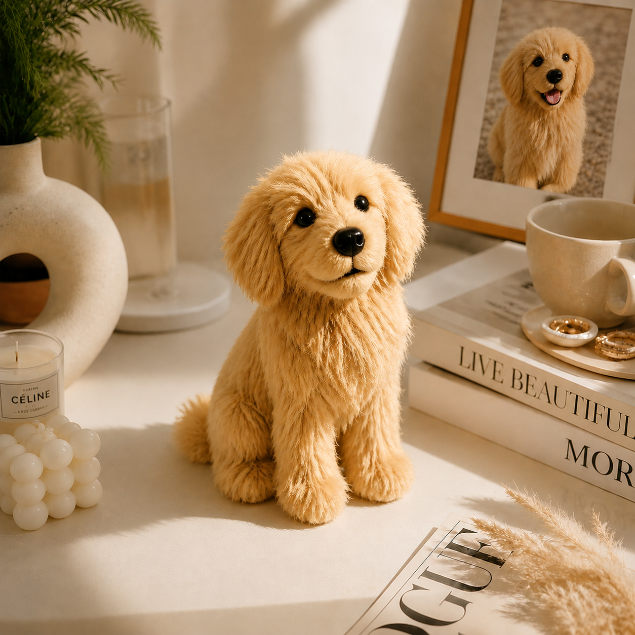 Custom Photo Long-Pile Plush Pet Charm Personalized Handmade Plush Pet Accessory Unique Gift for Pet Lover
