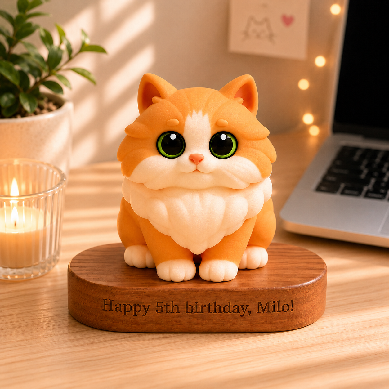 Custom 3D Figure from Photo with Engraved Wooden Base Personalized Meaningful Gift for Couples Anniversary Birthday Wedding