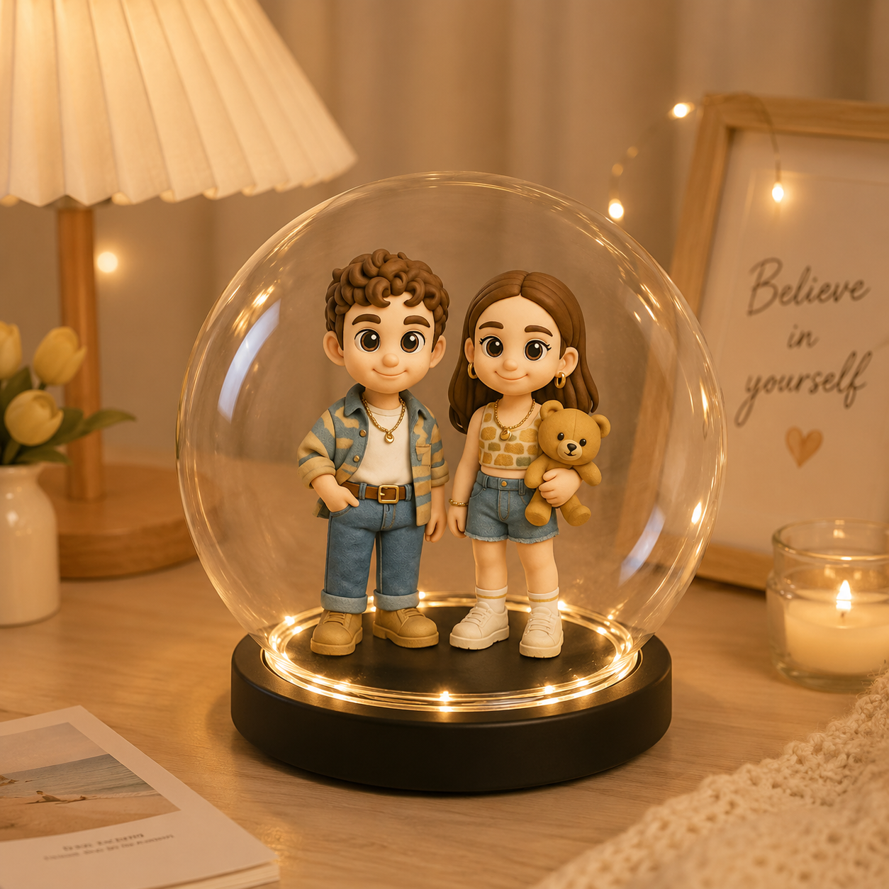 Custom 3D Figure Night Light from Photo Personalized Unique Gift for Couples Birthday Anniversary Home Bedroom Decor and Special Celebrations