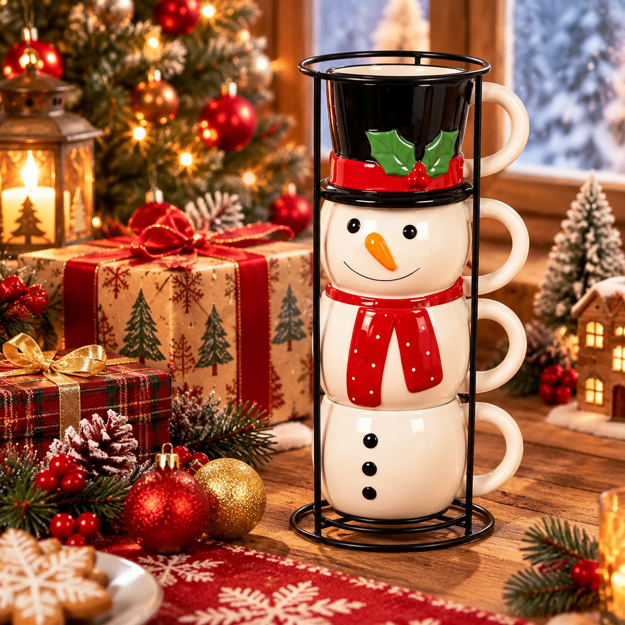 Snowman Stacking Cups – Christmas Nesting Cups Toy, Cute Snowman Holiday Decor & Fun Gift for Kids