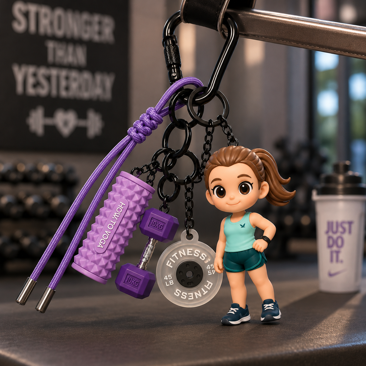Custom Figure Keychain From Photo Gym Lover Chibi Doll Keychain Personalized Sports Gift