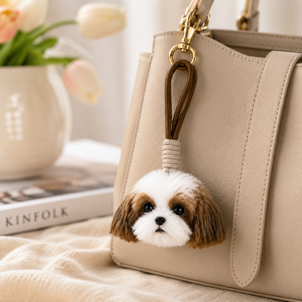 Custom Pet Photo Plush Keychain Personalized Dog Face Bag Charm Gift for Pet Lovers