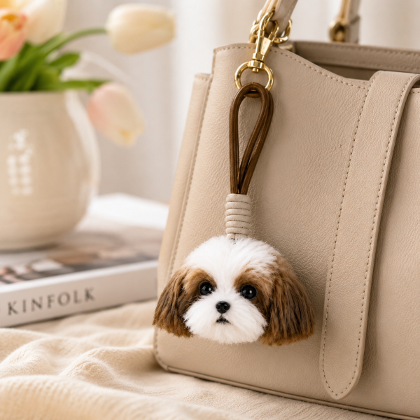 Custom Pet Photo Plush Keychain Personalized Dog Face Bag Charm Gift for Pet Lovers