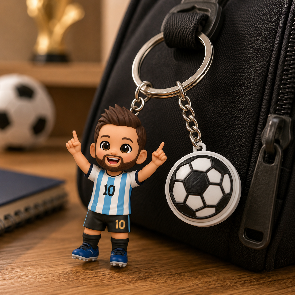 Personalized 3D Keychain Figure from Photo Custom 3D Keychain with Football Fidget Accessory Perfect Unique Gift for Sports Lovers