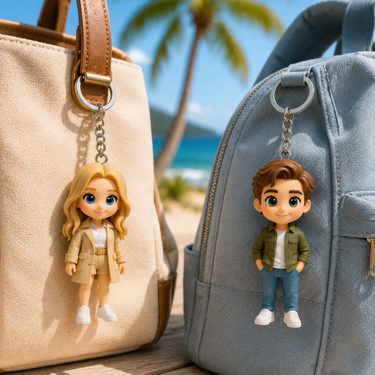 Custom 3D Keychain Figure from Your Photo Personalized Travel Memory Gift for Couples, Family & Loved Ones, Vacation Keepsake