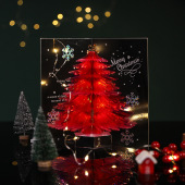 Red Glittering Christmas Tree​ 3D Christmas Card Pop-Up Greeting Card