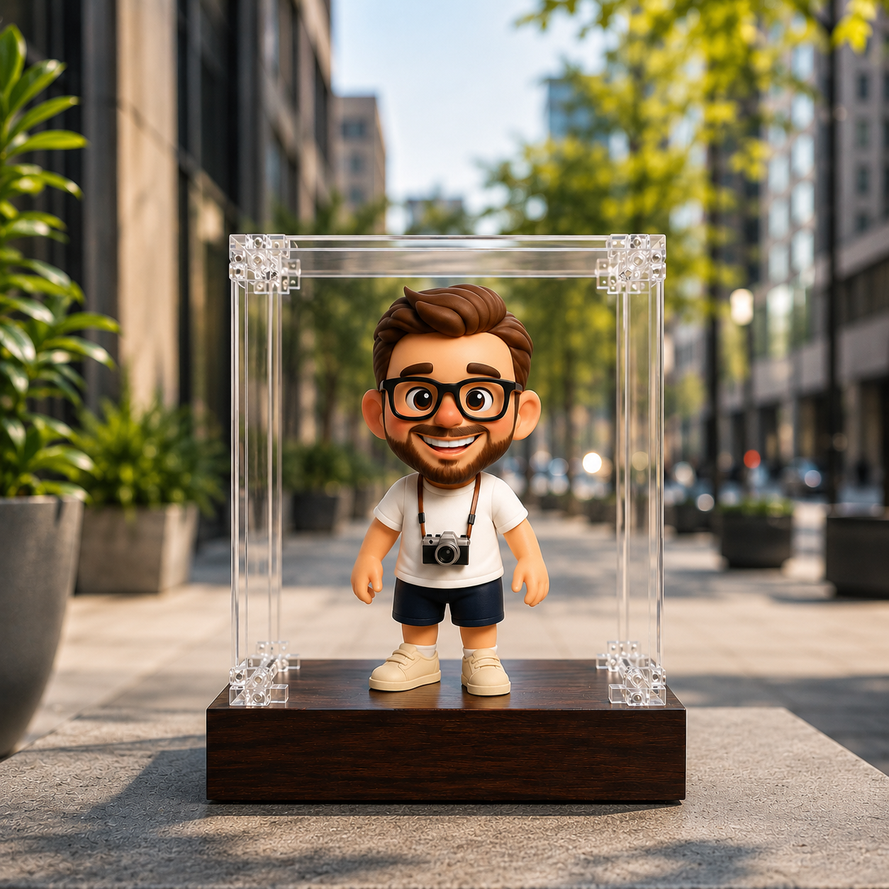 Custom 3D Figure From Photo with Acrylic Wooden Display Case Personalized Unique Gift for Anniversary Wedding Birthday