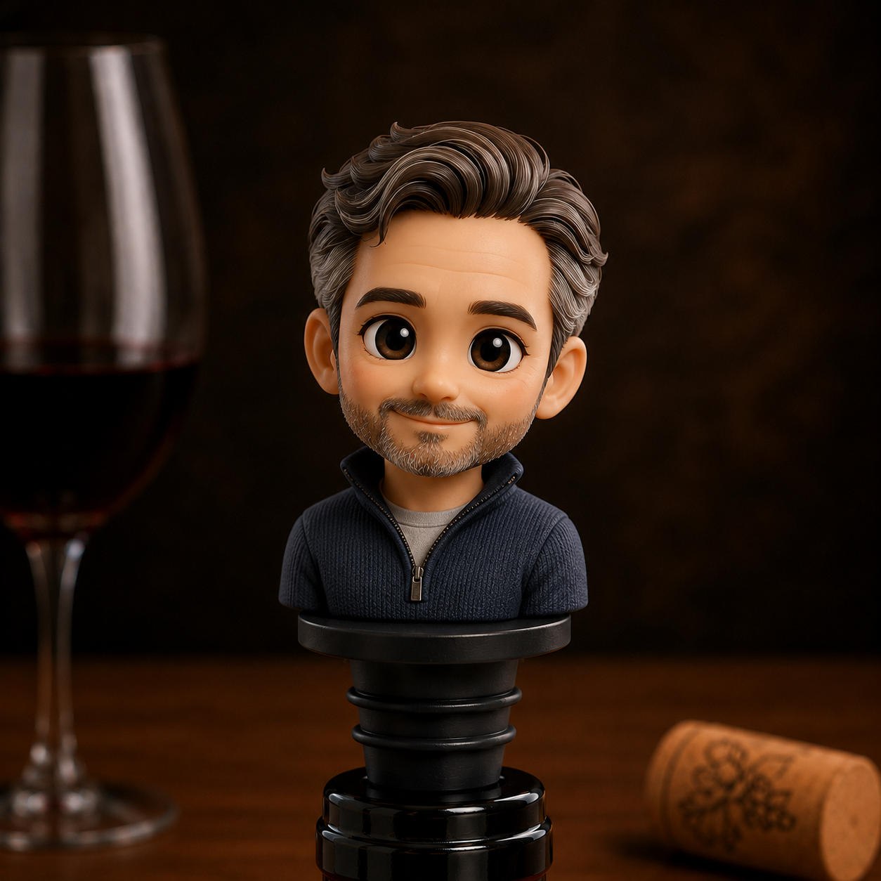 Custom 3D Bust Figure Wine Bottle Stopper Personalized Gift from Your Photo Unique Gift for Wine Lovers
