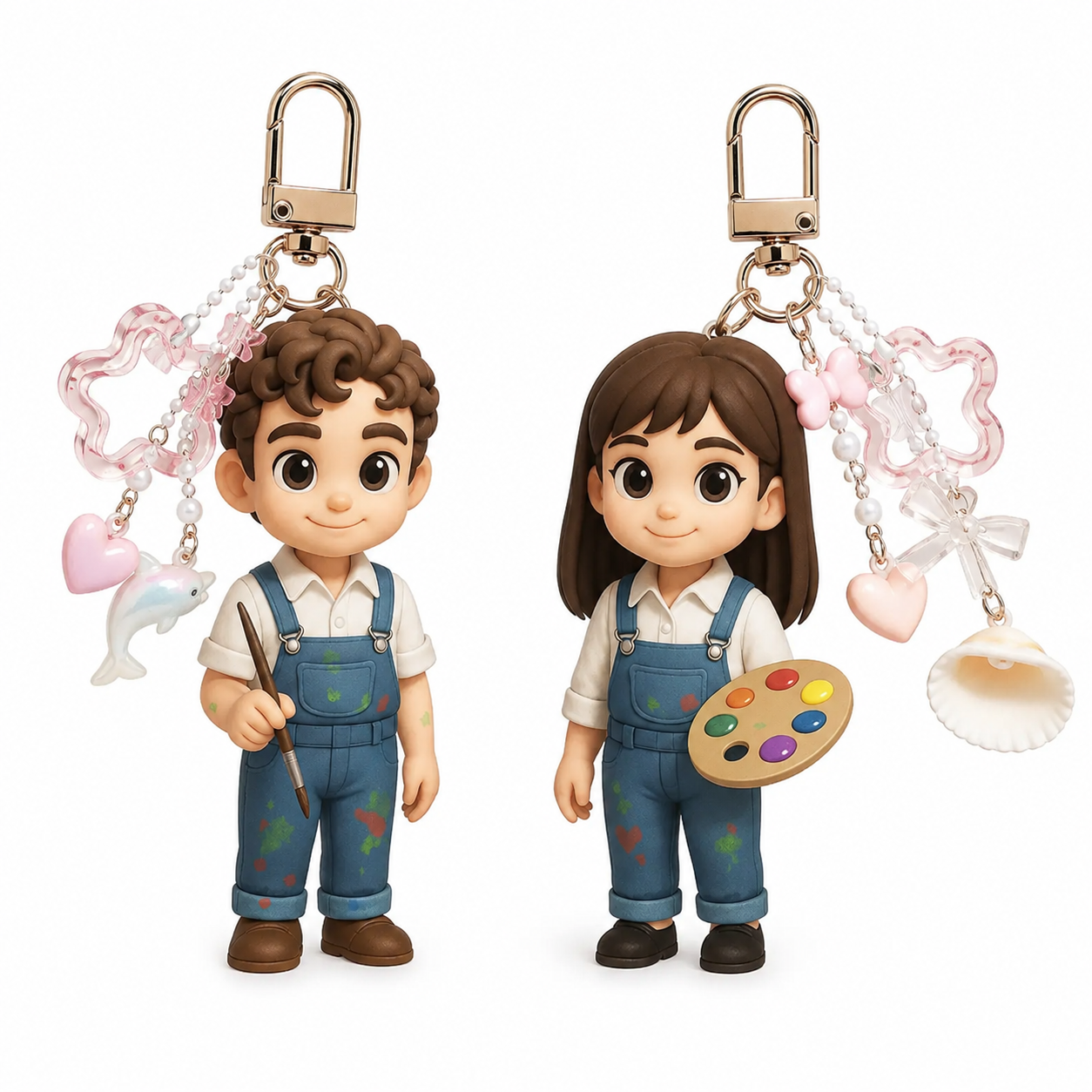 Custom 3D Keychain Figure from Photo with Cute Dolphin Accessory Personalized Perfect Gift for Family Couples & Pets Unique Gift for Couples Birthday Anniversary