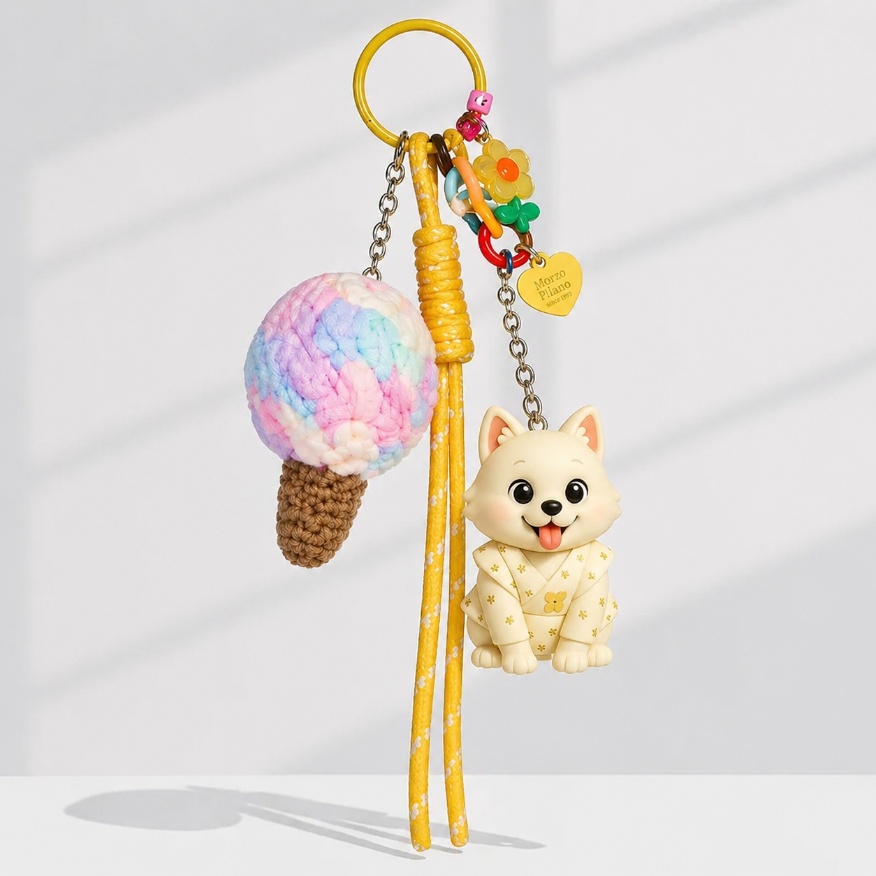 Custom 3D  Keychain Figure from Photo with Colorful Ice Cream Charm Personalized Mini Doll Gift for Her Cute Gift for Girlfriend